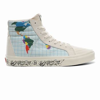 Vans Save Our Planet x Vans SK8-Hi Reissue - Naisten Korkeavartiset tennarit - Valkoinen/Monivärinen